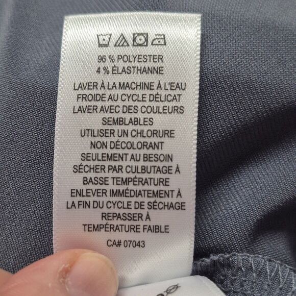 Tahari Faux Wrap Stretch Side Tie Blouse Size Medium Steel Blue Coquette Office - Picture 11 of 14